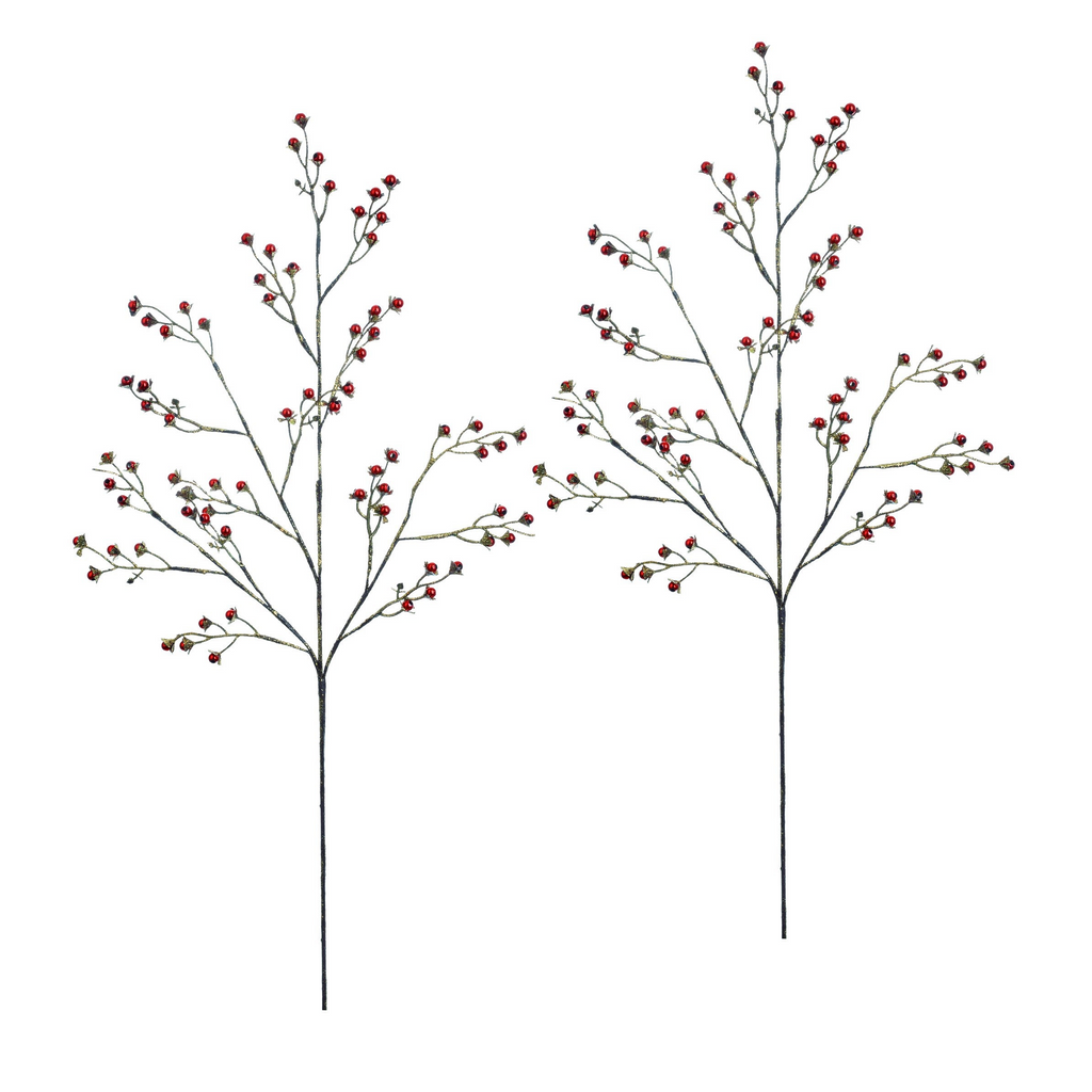 Winward Sparkling Rosehip Branch 26" (Set of 2)