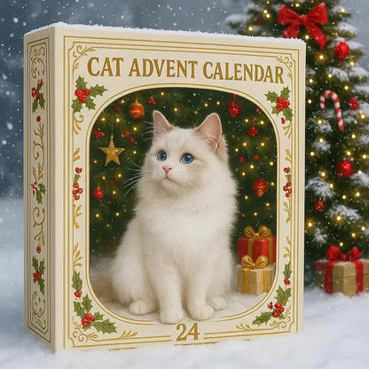 Holiday advent calendar with 24 festive cats