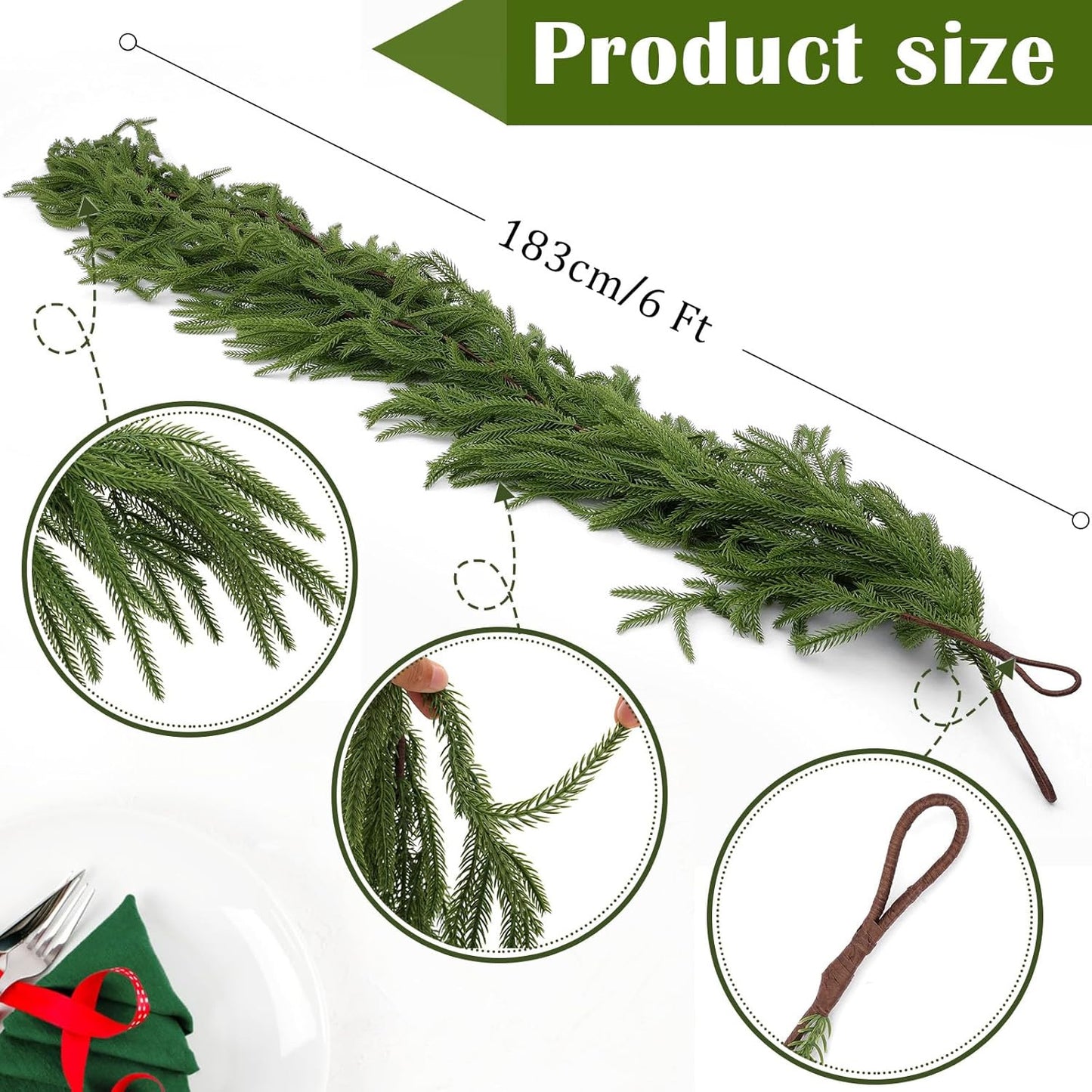 🔥Last Day 50% OFF ✨Real Touch Deluxe Norfolk Pine Garland🌿